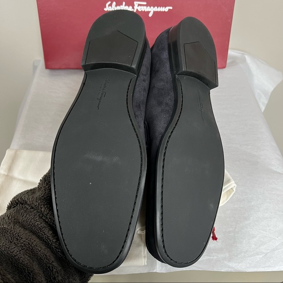 Salvatore Ferragamo Adam Suede Loafers in Dark Blue - Picture 6 of 11
